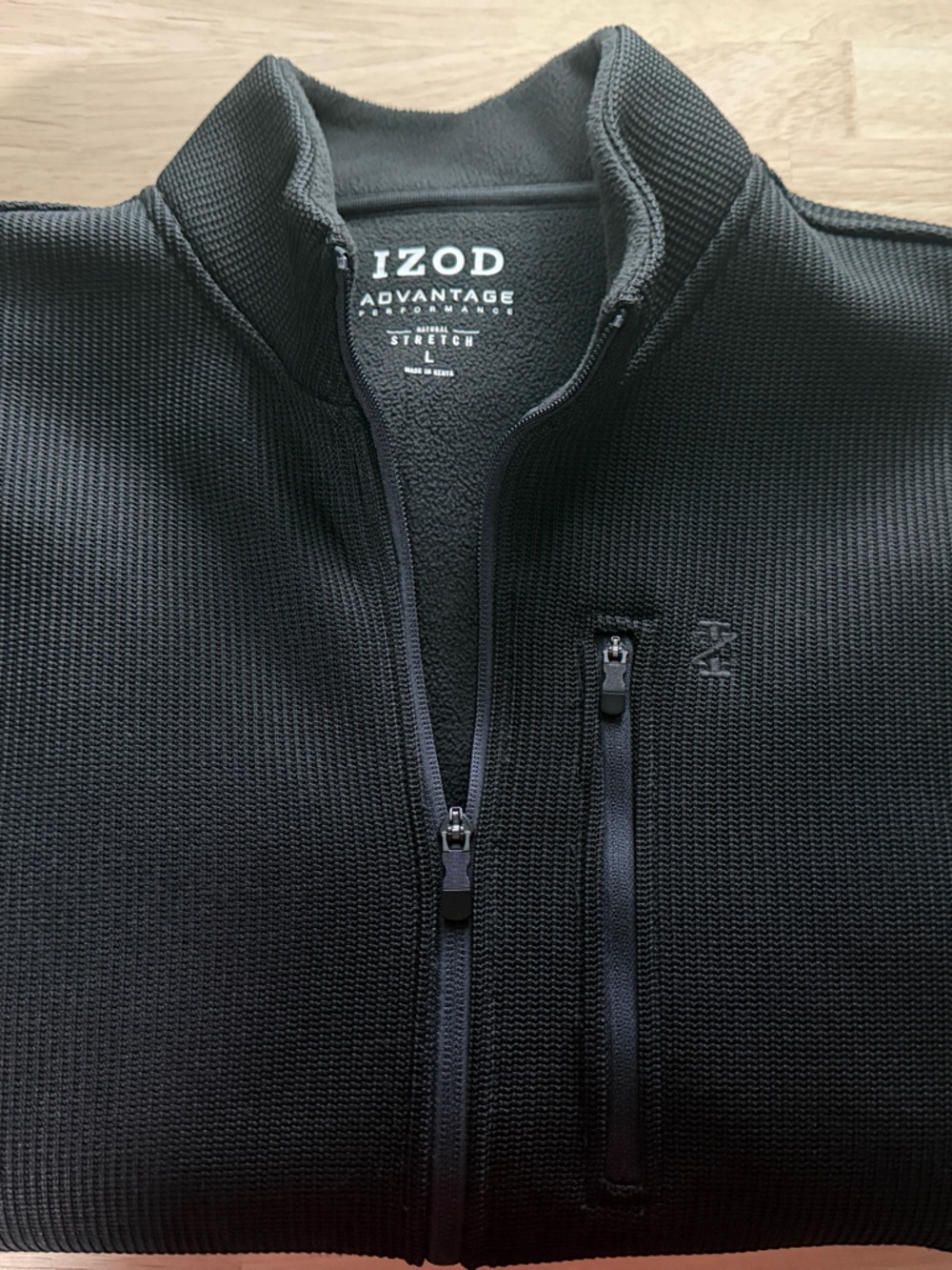 IZOD Men’s Black Textured Zip-Up Sweater